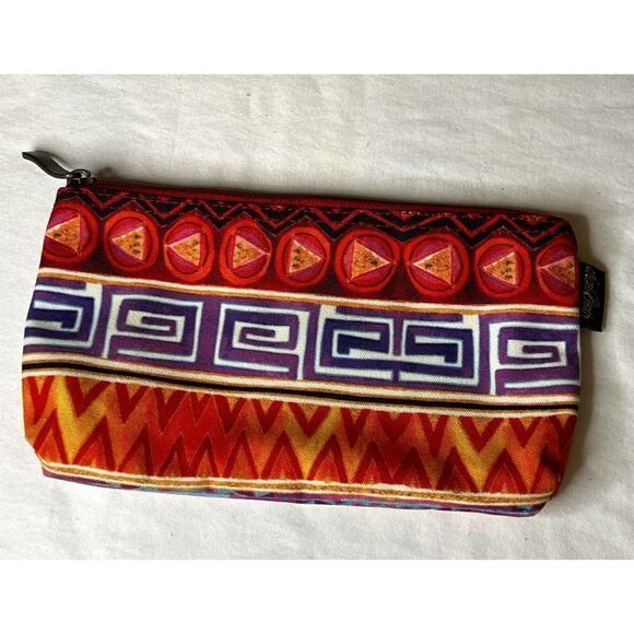 Laurel Burch Colorful Geometric 9x5 Cosmetic Bag - Picture 1 of 4
